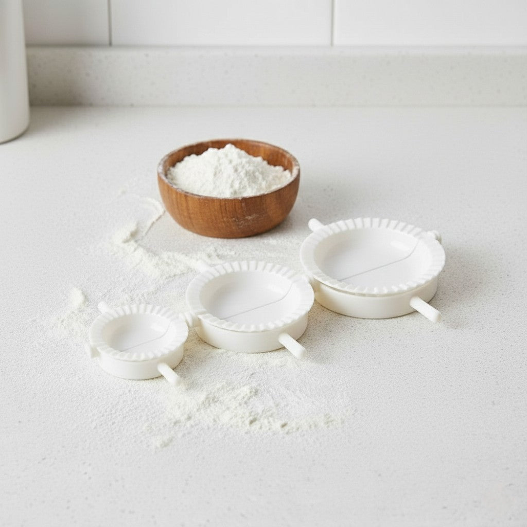 Dumpling Moulds & Sambousek Cutter Set – Dough Press Ravioli Empanada Maker (3 Sizes: 6.5cm, 7.5cm, 9.5cm)