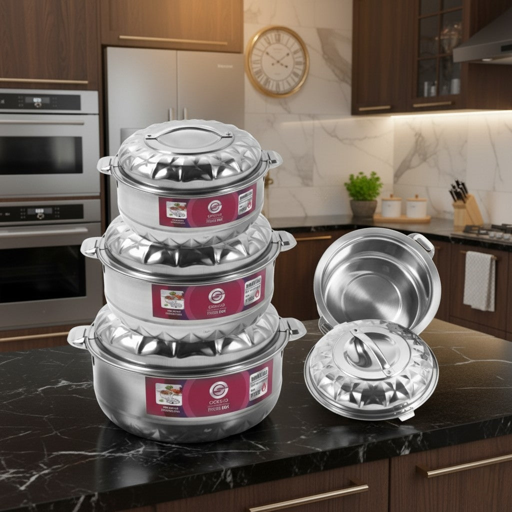 Stainless Steel Insulated Thermos Hot Pot Set – 4 Pcs (1L/2L/3L/5L)