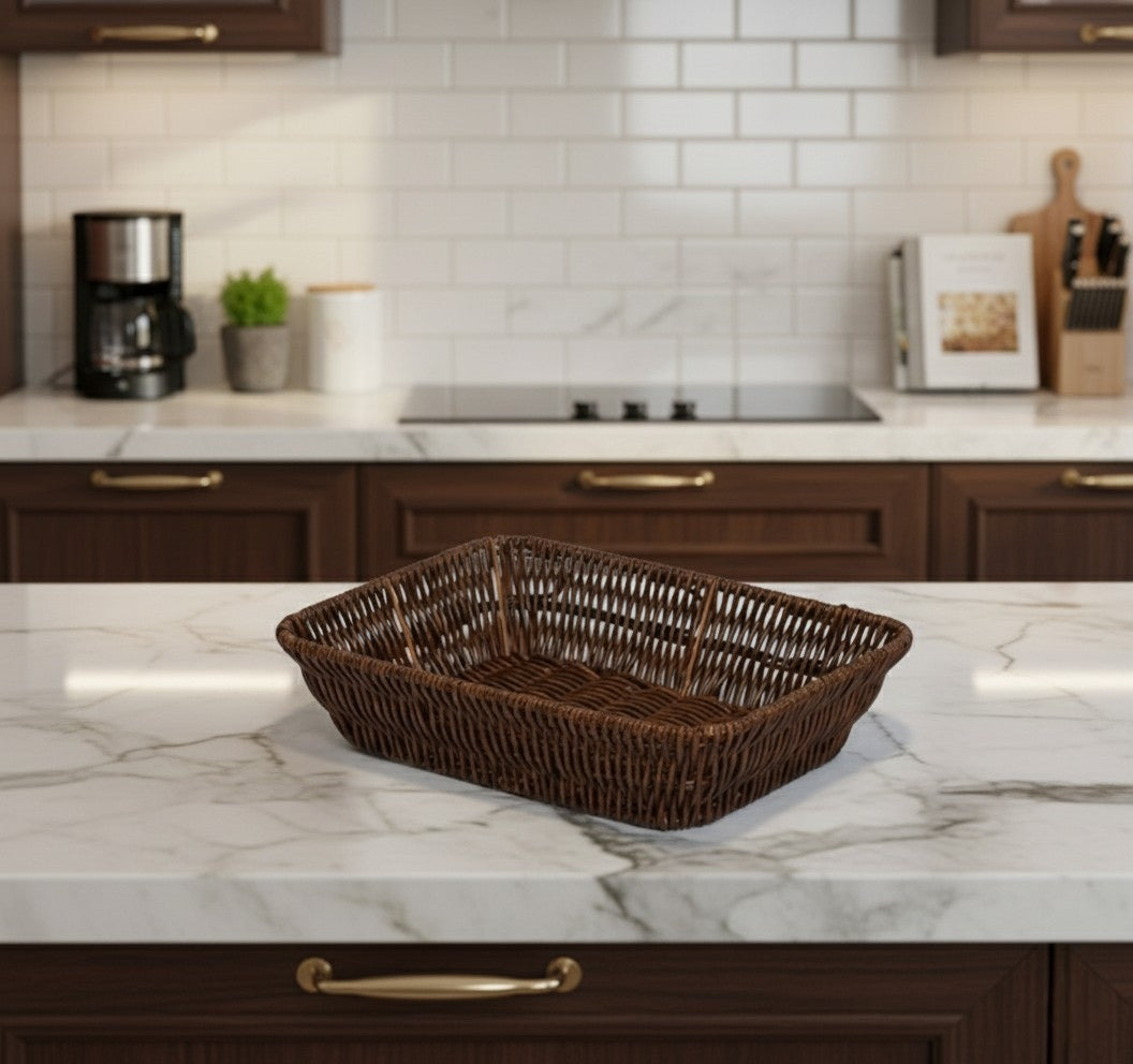 Handmade Wicker Rattan Basket – Decorative Fruit & Storage Basket 28×20.5×7 cm