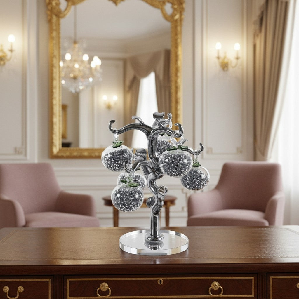 Home Decor Crystal Glass Fruit Tree Ornament – 16 × 12 cm | Elegant Decorative Piece