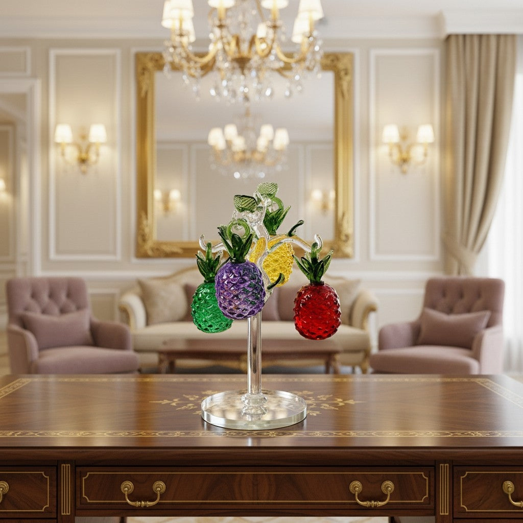 Home Decor Crystal Glass Fruit Tree Ornament | Elegant Multi-Color Crystal Decoration