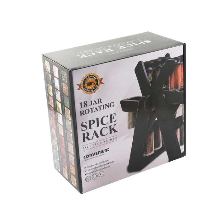 Spice Jar & Seasoning Jar Set of 16 Pcs with Rotating Stand – 9.5×4 cm Jars | 27×32 cm Rack