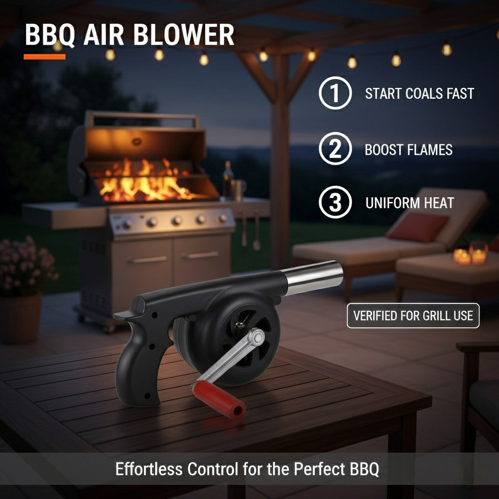 Manual BBQ Air Blower – Fast Coal Starter & Flame Booster for Grills