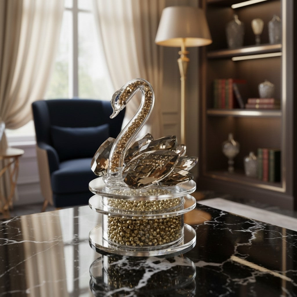 Elegant Crystal Swan Home Decor – 15×10 cm Glass Ornament